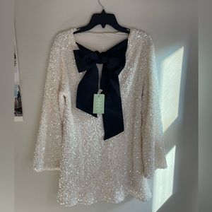 NWT viral H&M sequined bow tie back dress